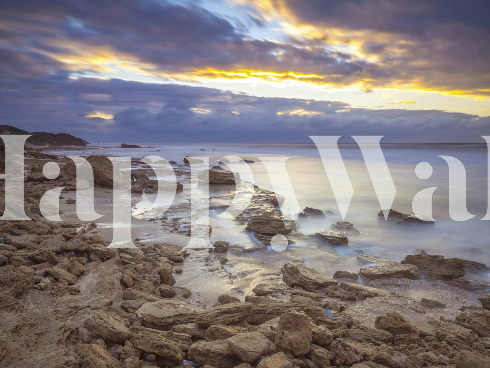 Design tapety z Sunset Over Rocky Shore