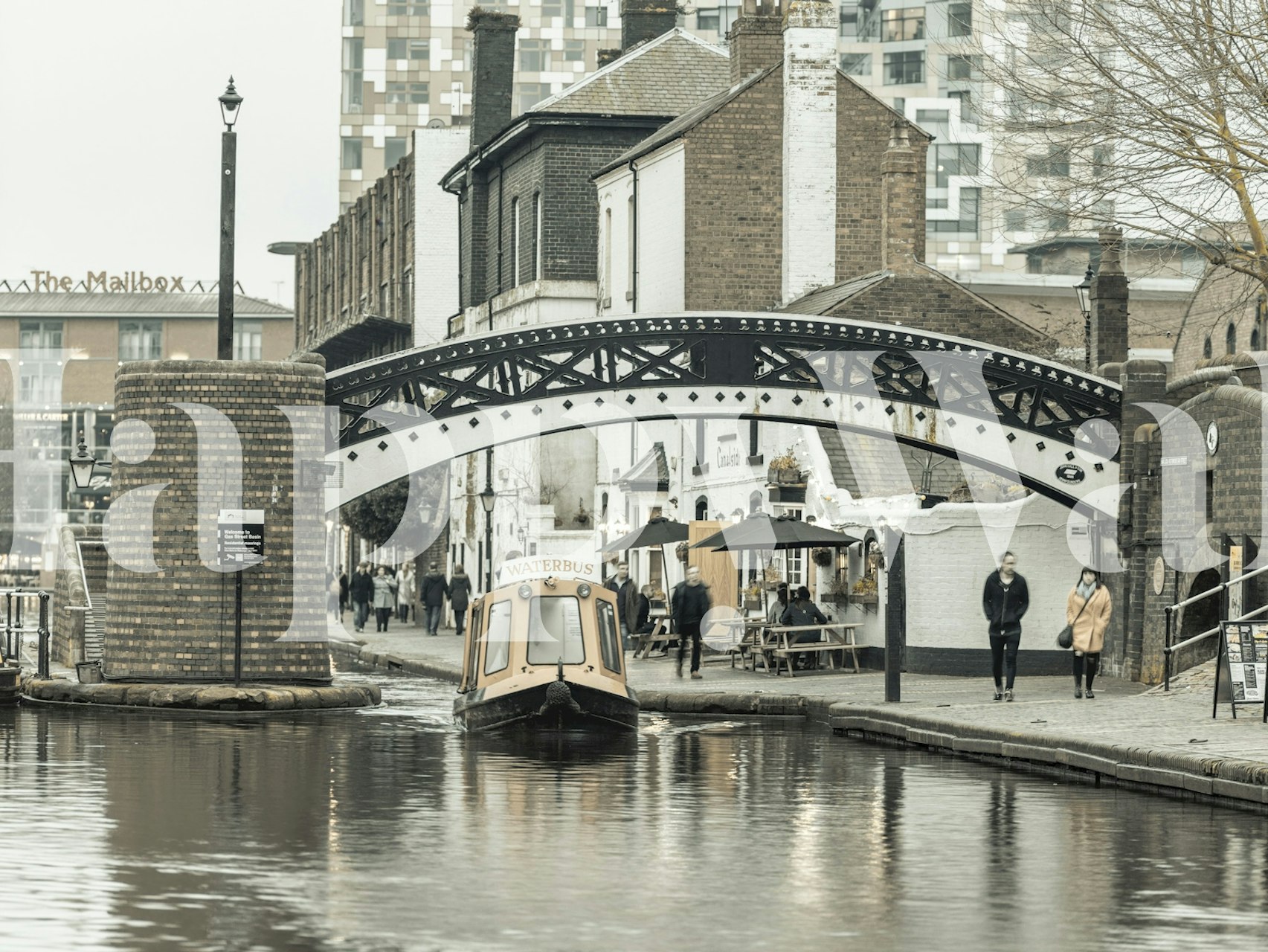 Urban Waterway Bliss wallpaper in a room setting