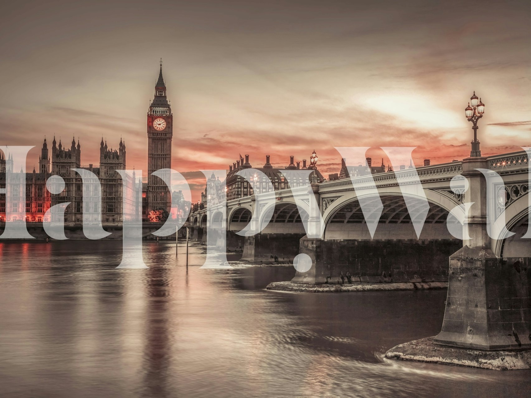 Big Ben Sunset wallpaper displayed in a room