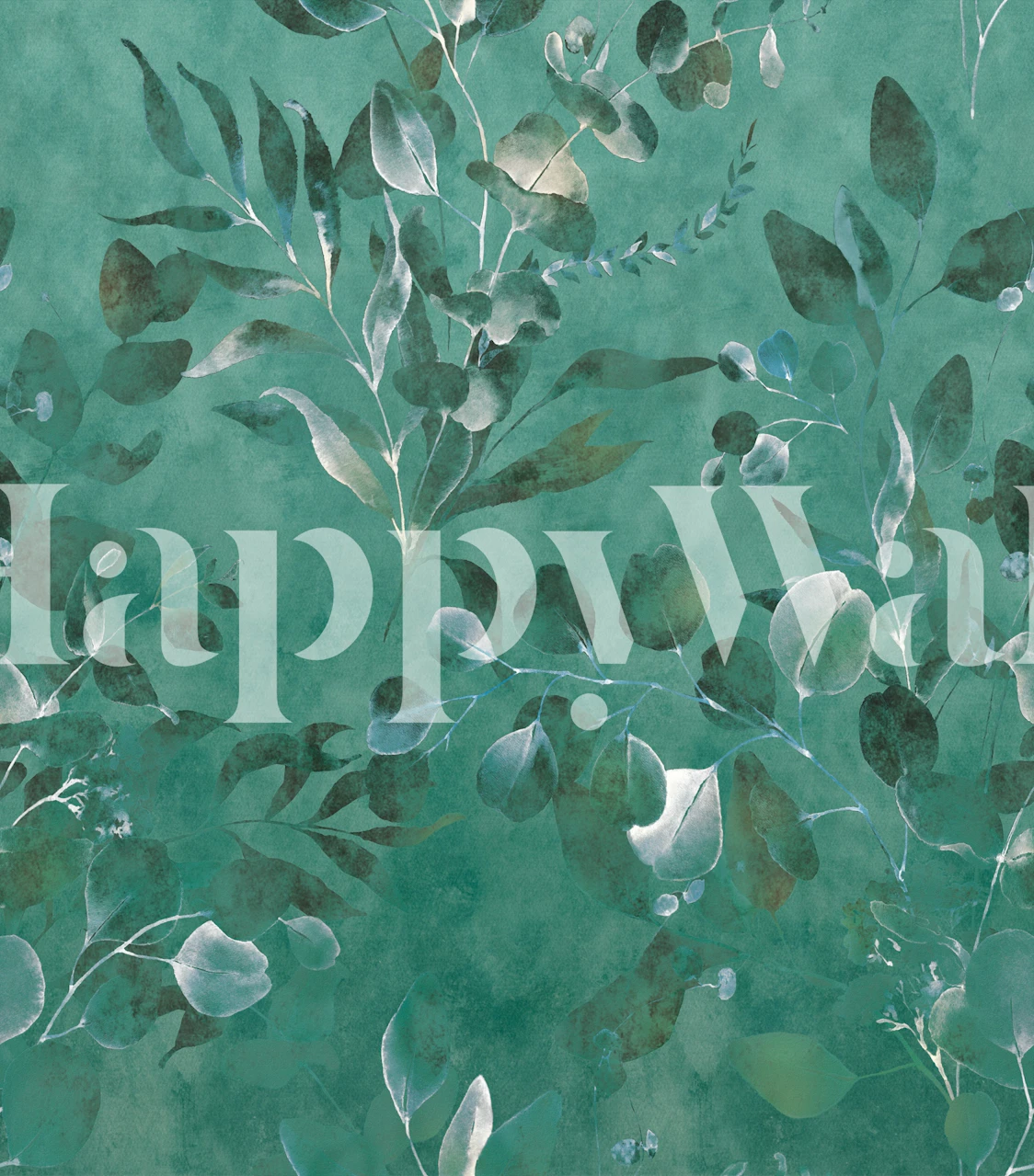 Emerald Botanical Mist wallpaper in room