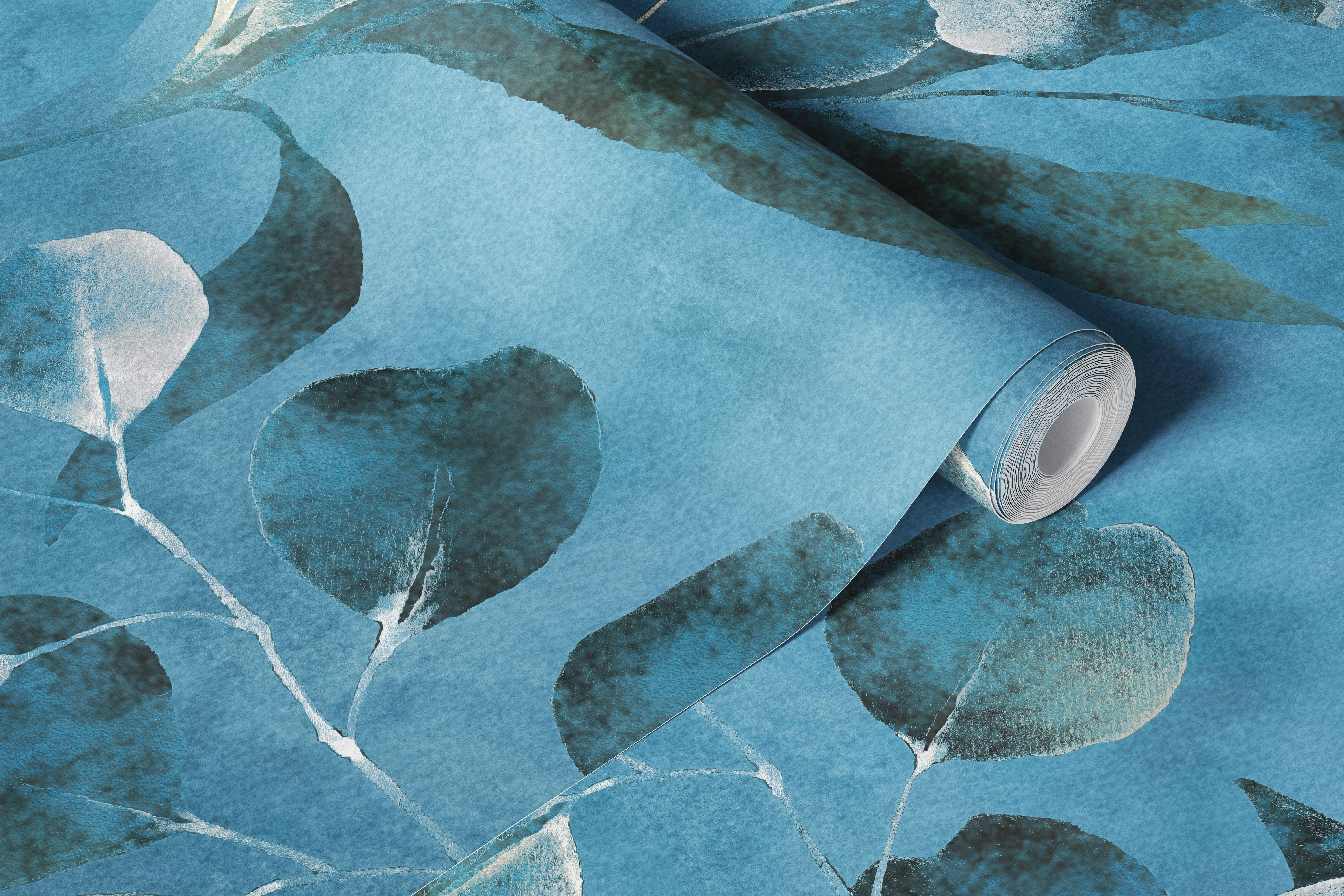 Blue Botanical Aura wallpaper in a room