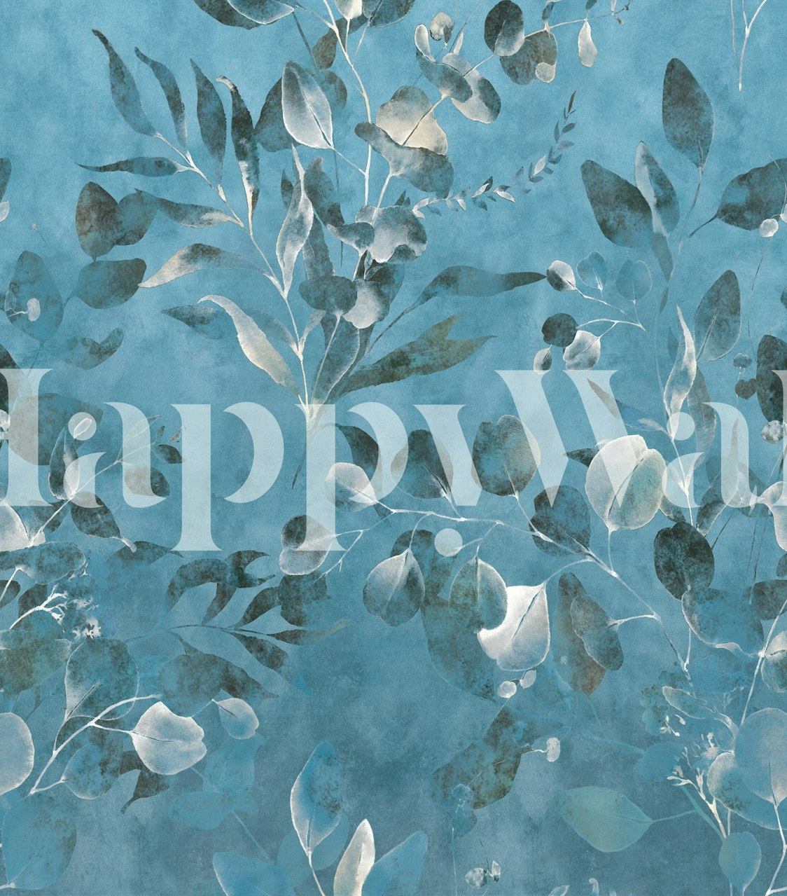 Blue Botanical Aura Tapete in einem Raum