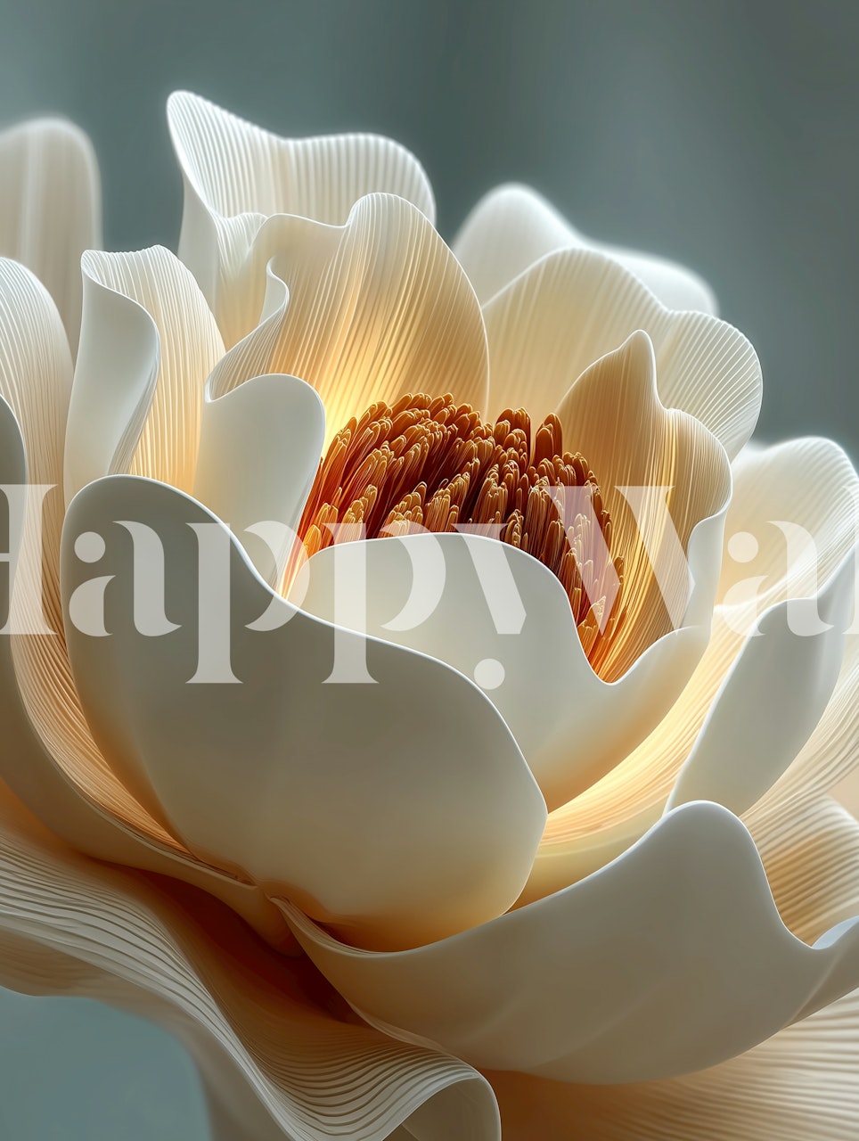 Elegant ivory bloom wallpaper in a room setting