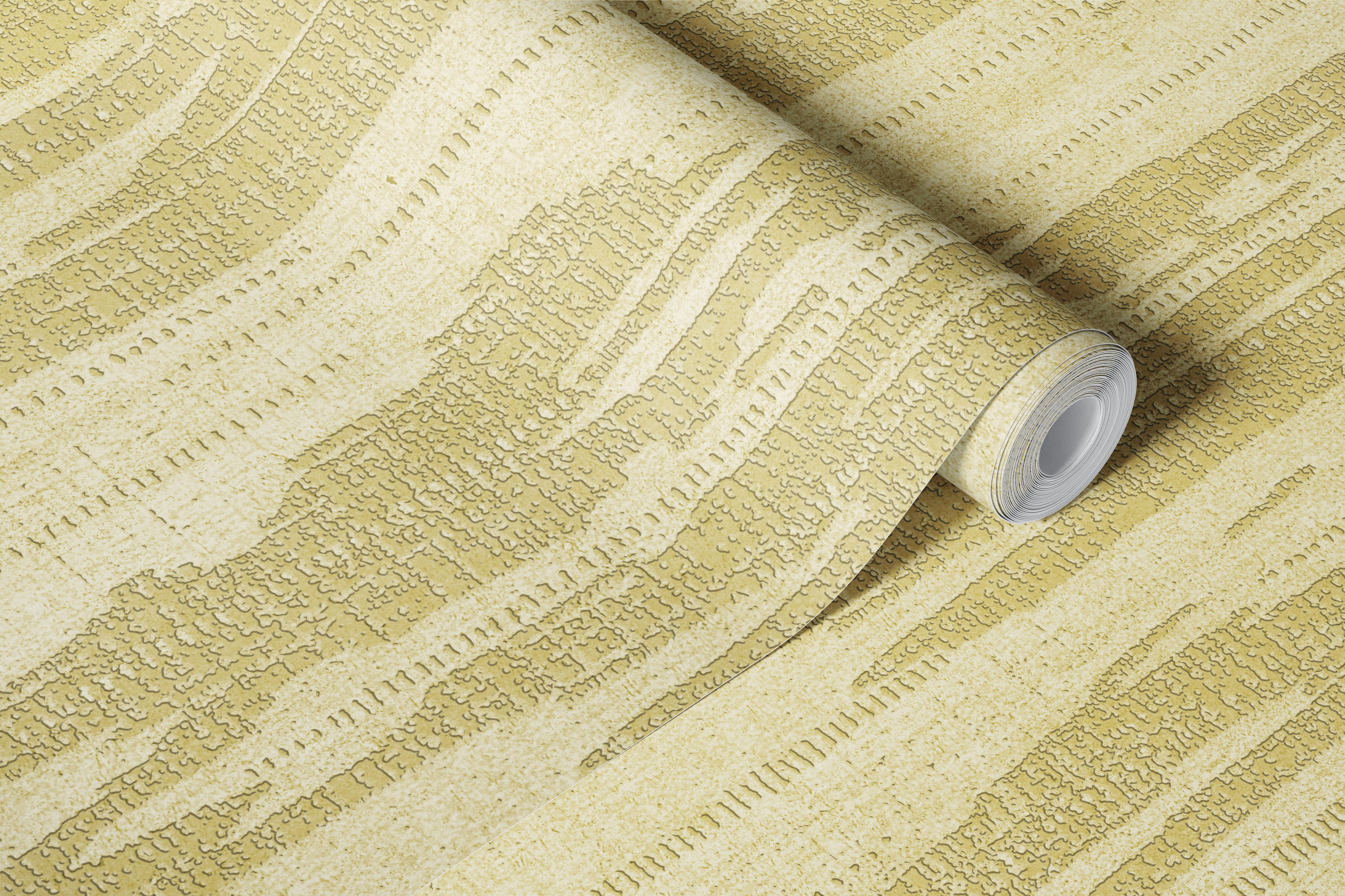 Golden textured linen pattern wallpaper in warm tones.
