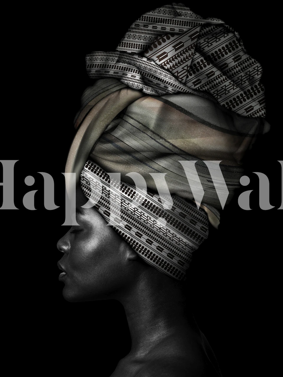 African Turban Black tapet i et rum