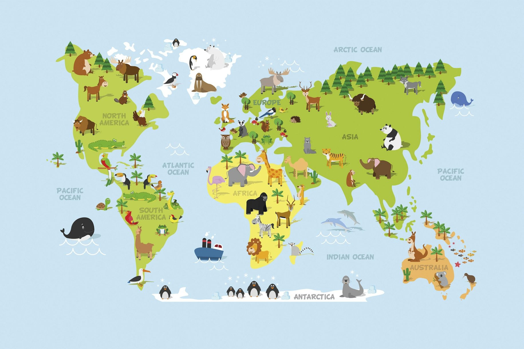 World map kids wallpaper - Happywall