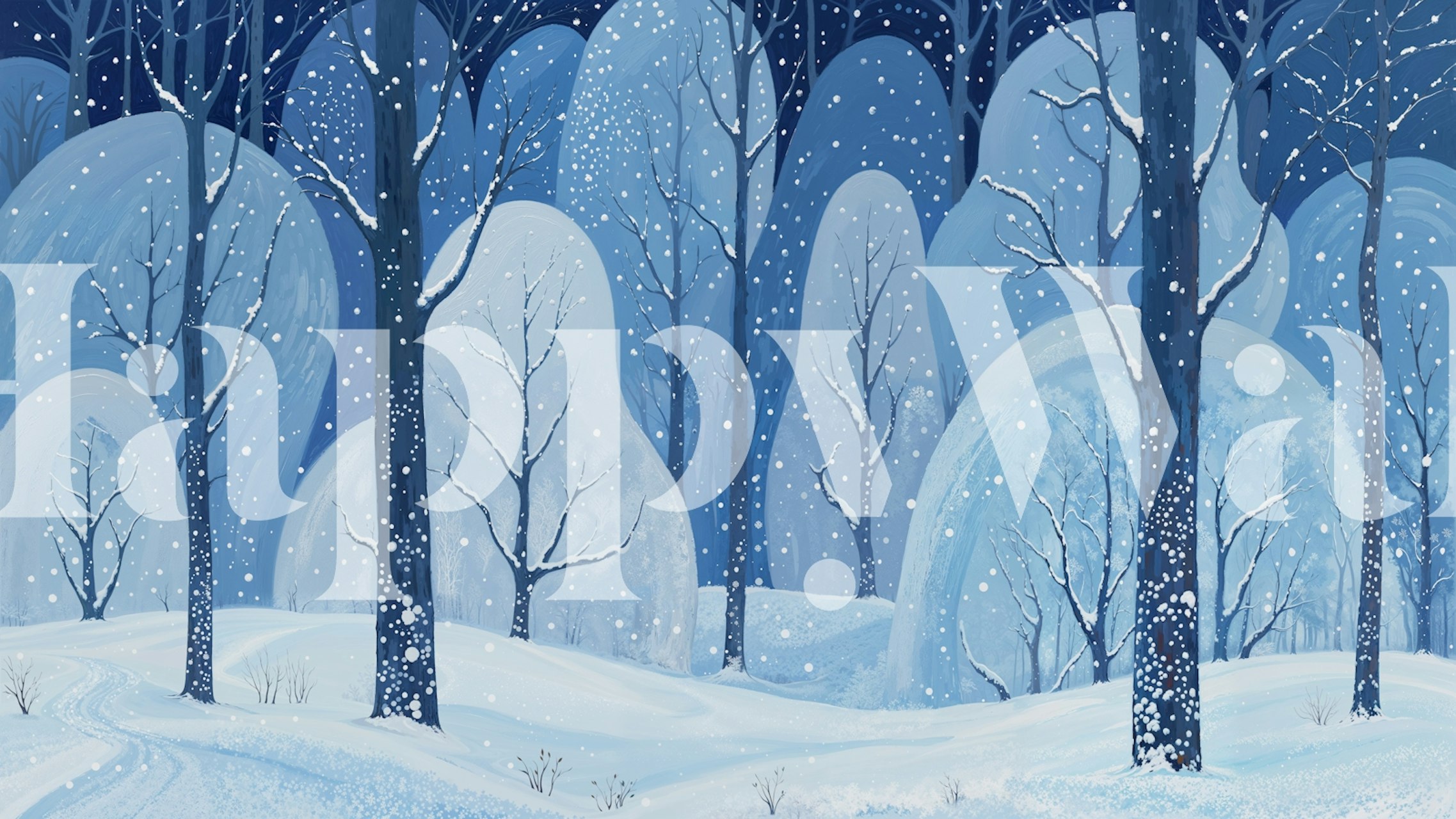 Papel de parede Snowy Woodland Dream em um quarto aconchegante