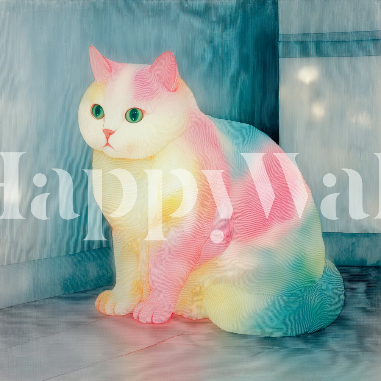 Tapeta Dreamy Pastel Kitty v nastavení pokoje