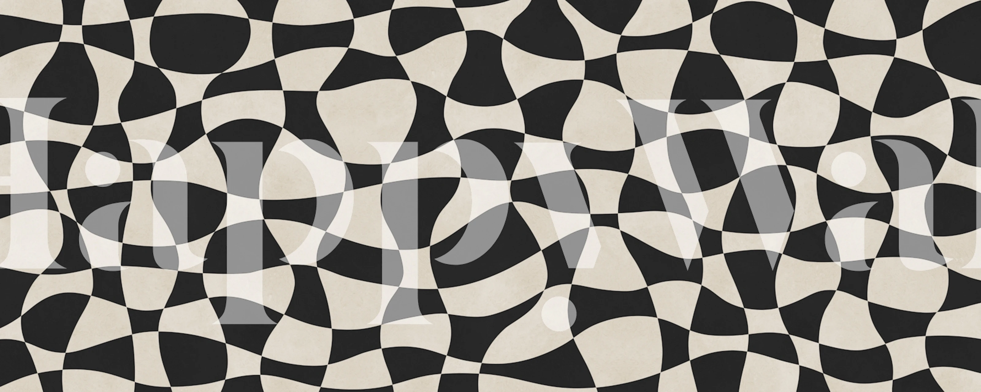 Monochrome Flow Waves-tapet i ett rum