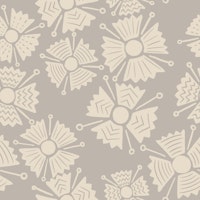 Blockprint Beige Rosettes Tossed Floral Motif papel pintado