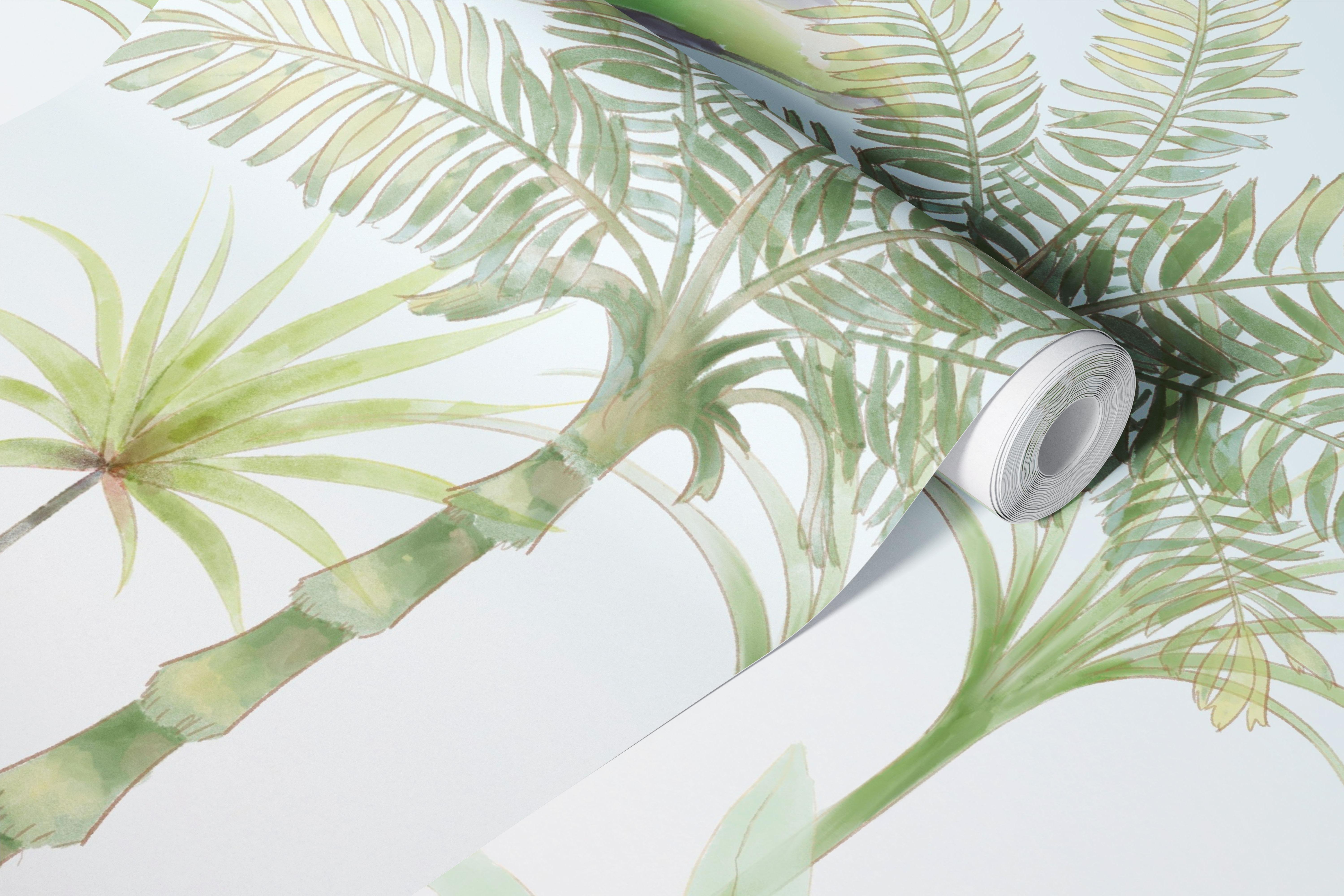 Lush tropical jungle wallpaper in a room