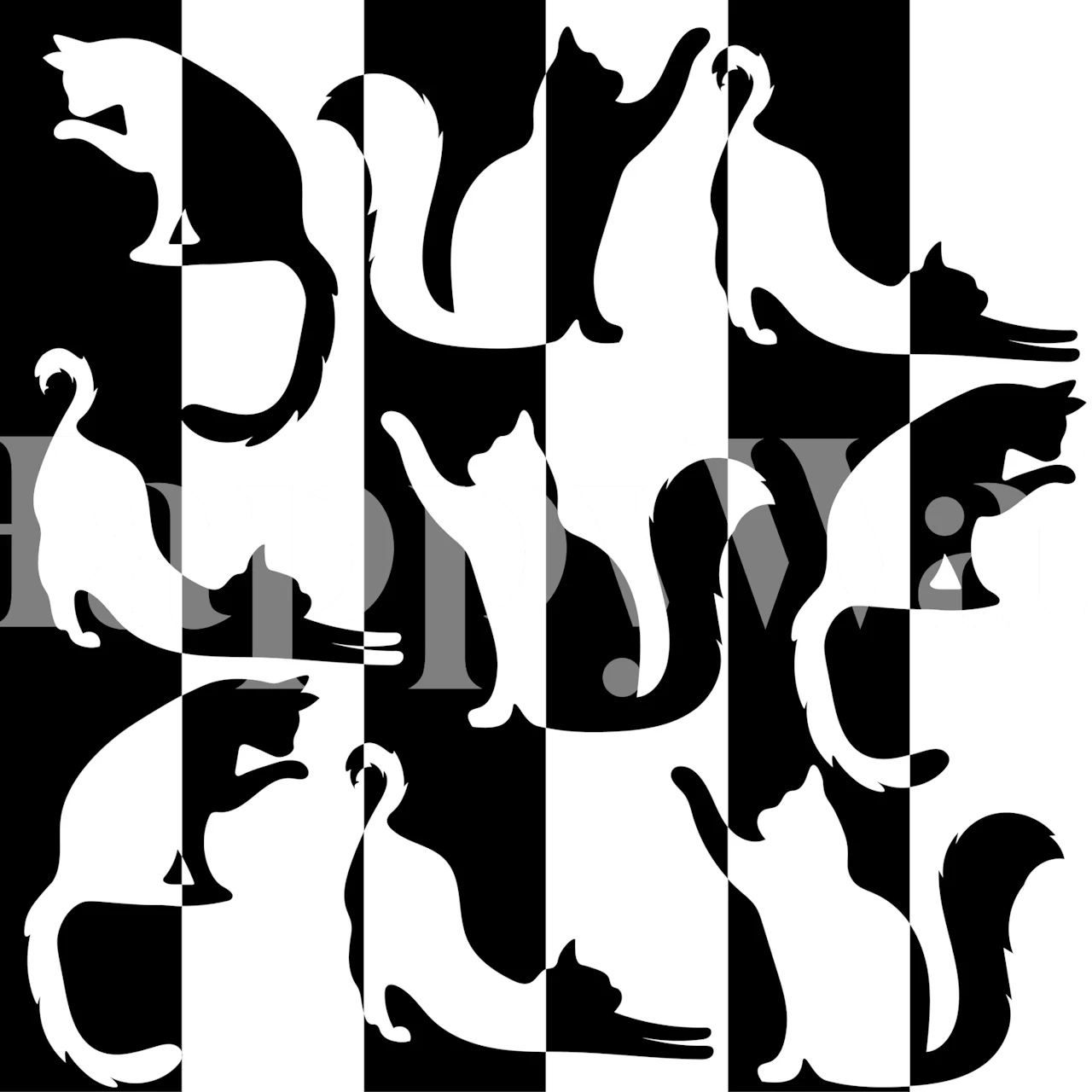 Monochrome Cat Silhouettes wallpaper in a room