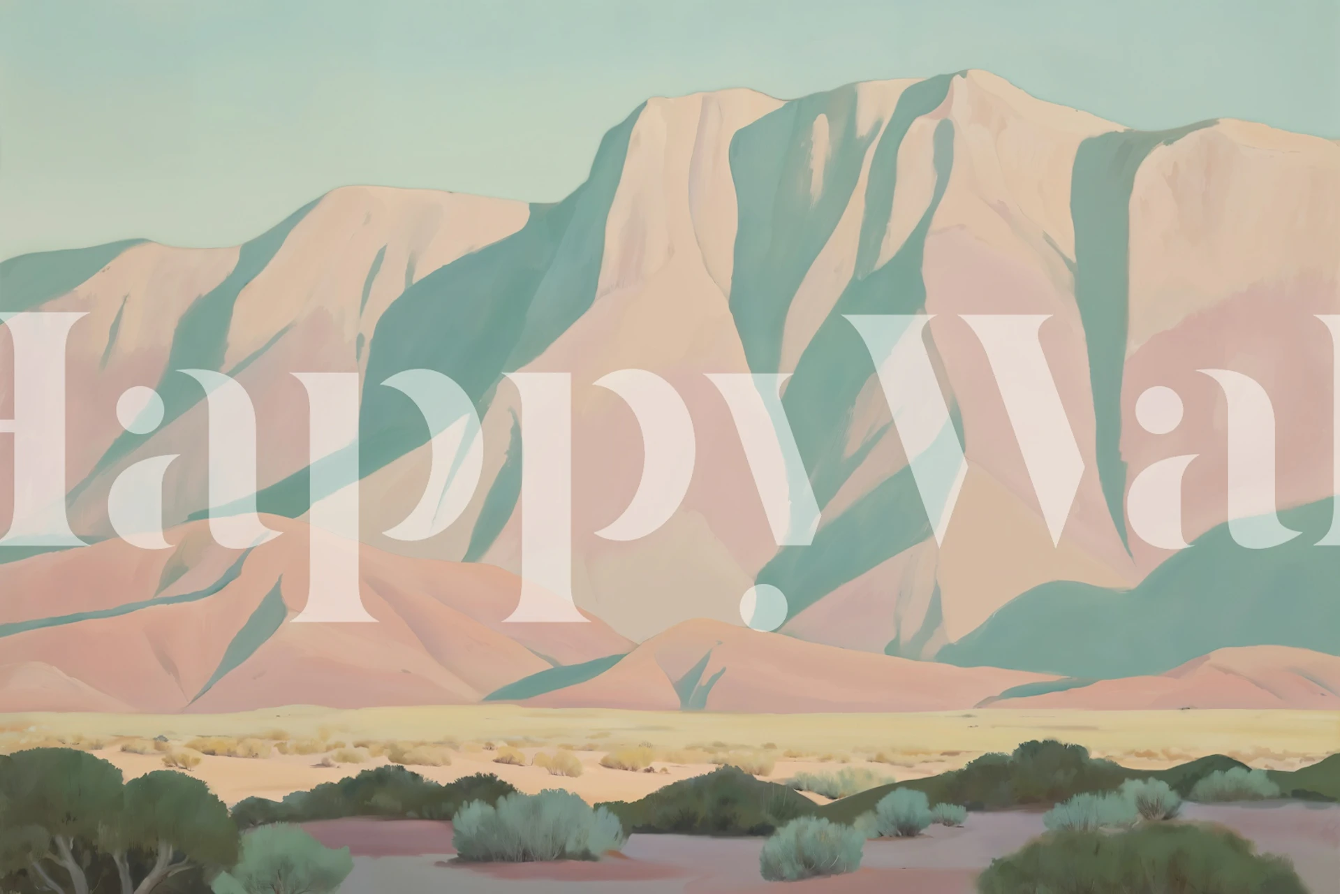 Pastel desert mountain landscape with soft tones wallpaper