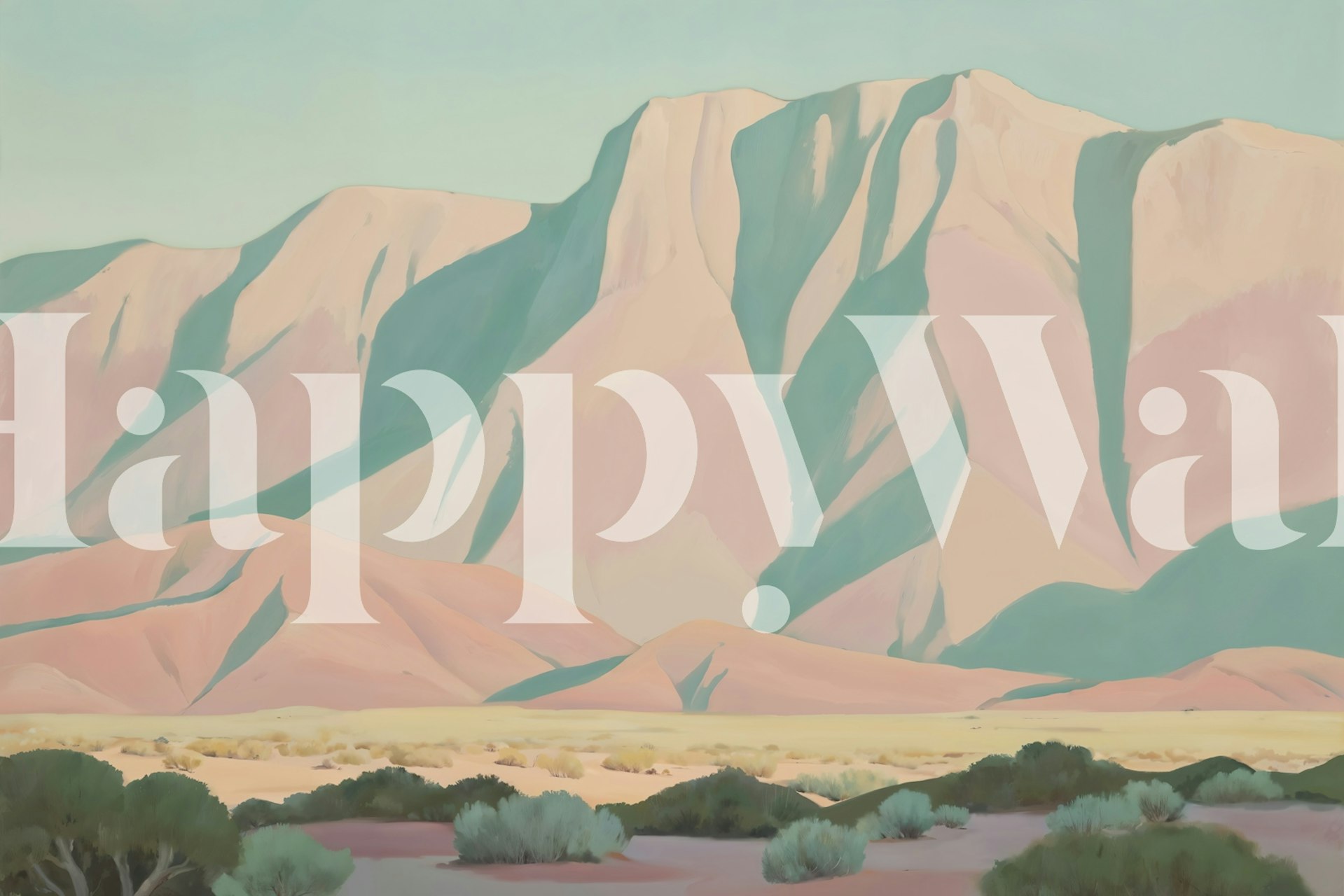 Pastel desert mountain landscape with soft tones wallpaper