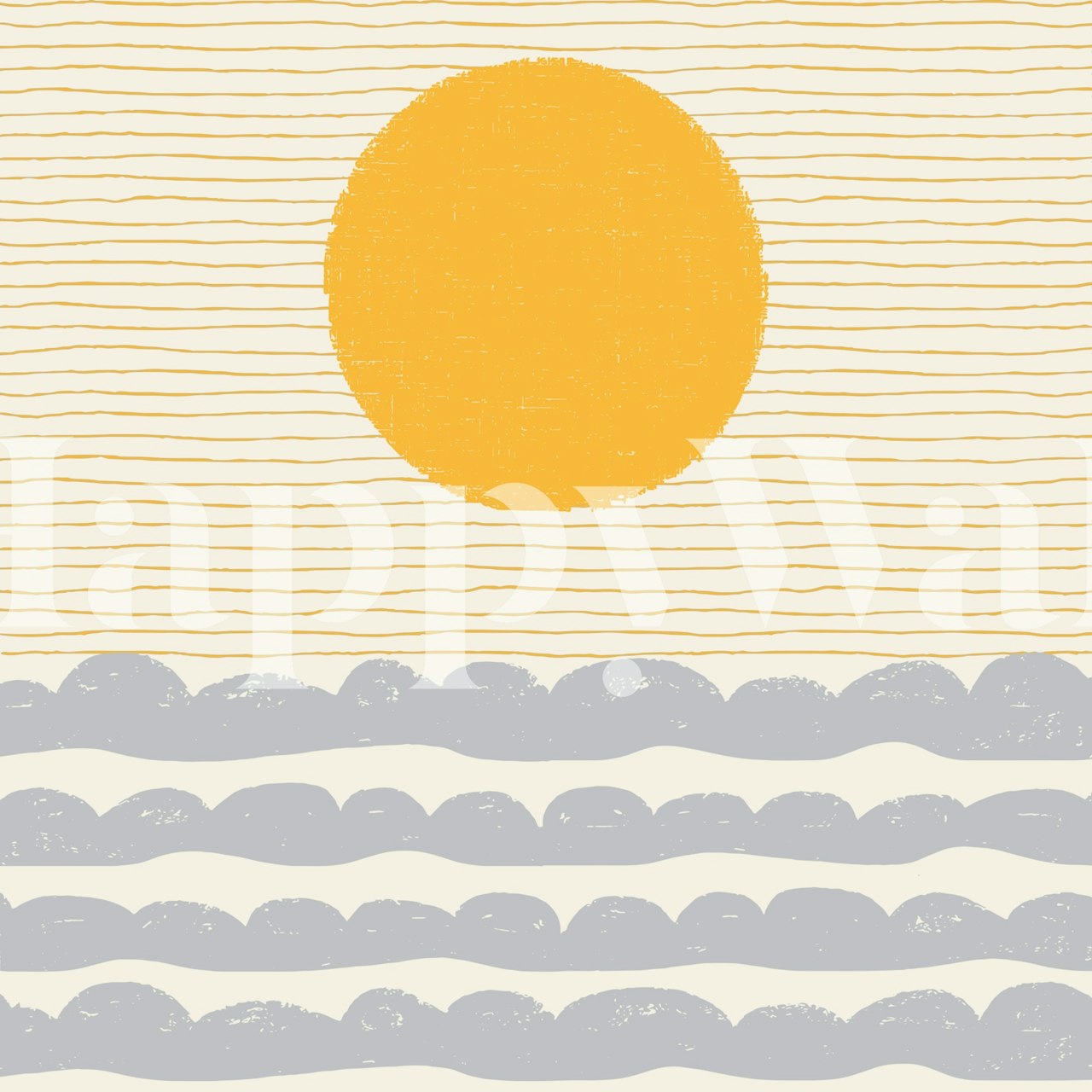 Sunrise Over Soft Waves behang in een kamer