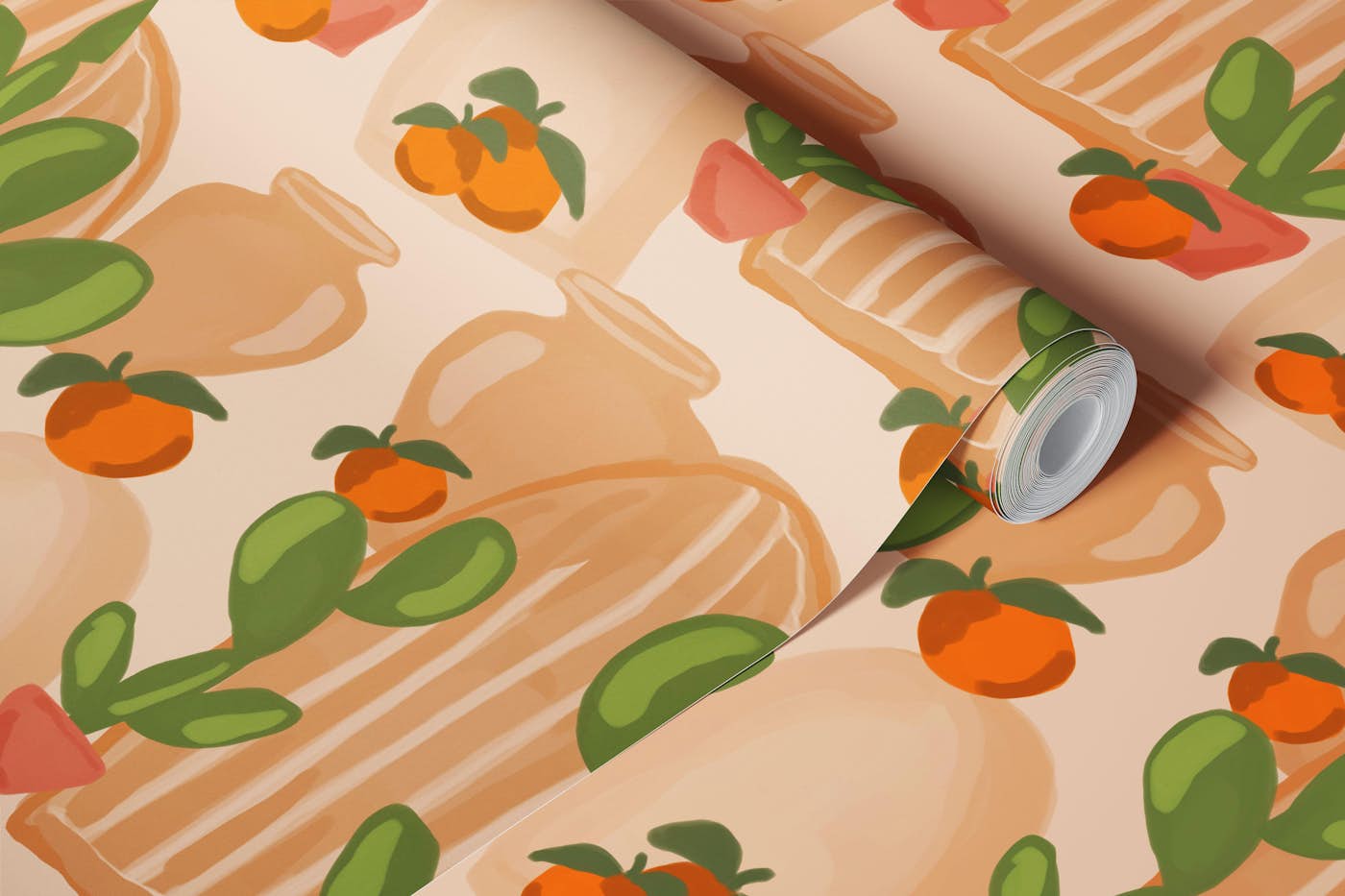 Terracotta and Citrus Fusion wallpaper roll