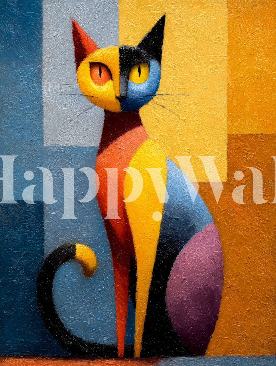 Papier peint Colorful Abstract Feline Art dans une pièce