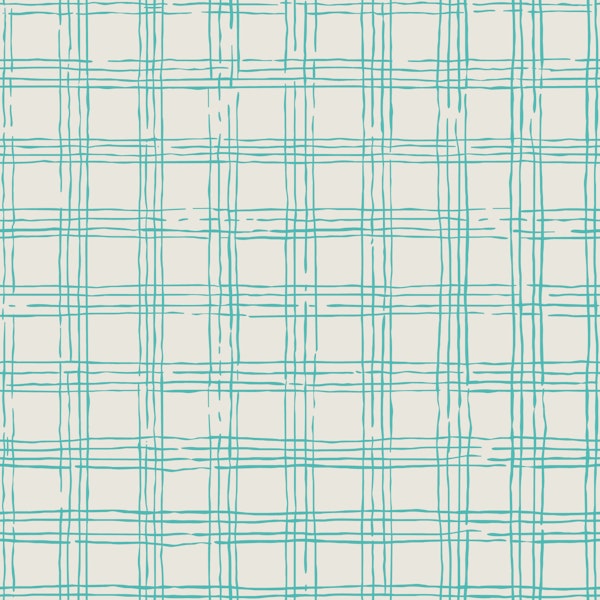 Playful Grid Turquoise Broken Lines on White