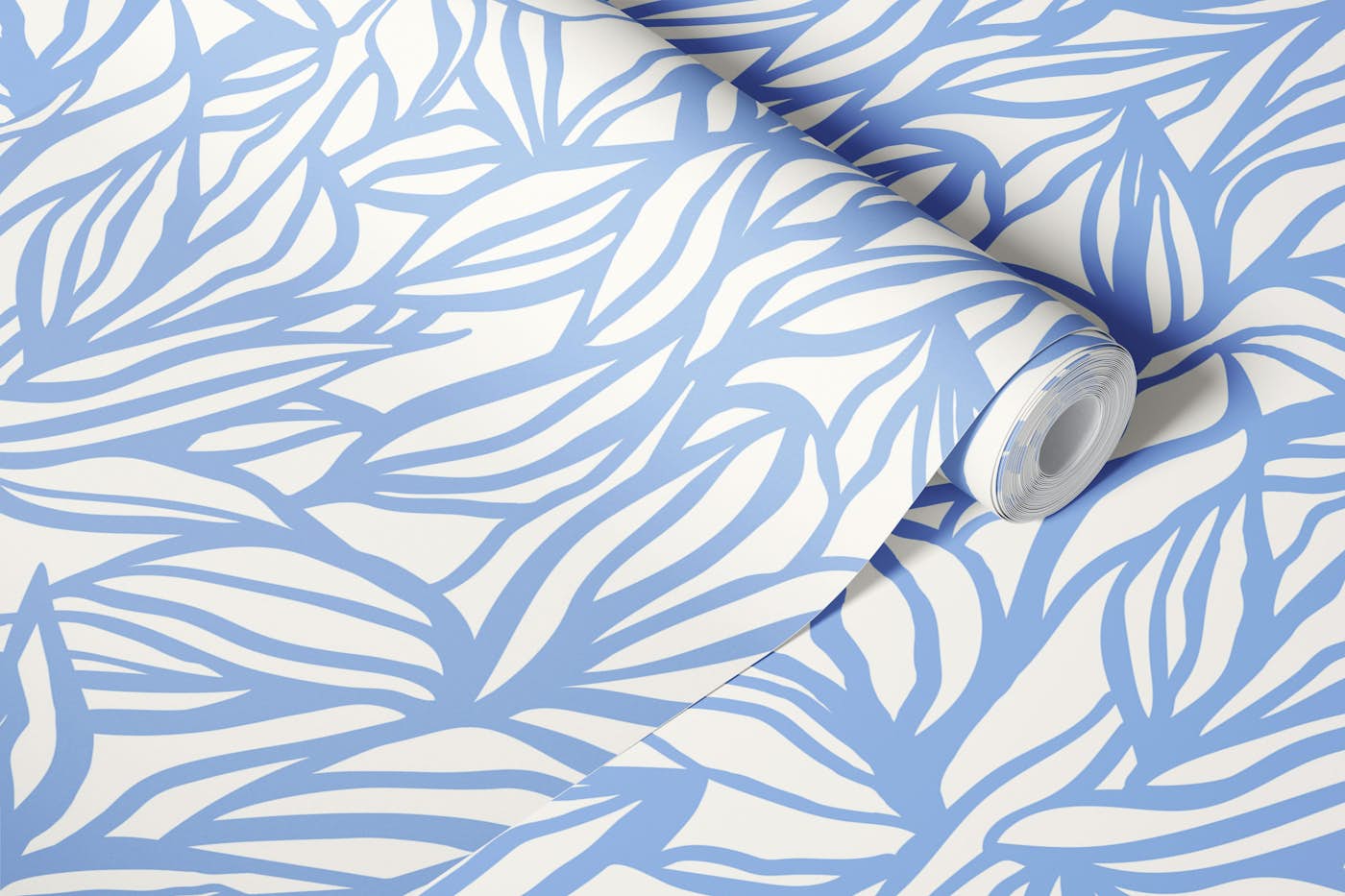  Botanical Leaf Art Blue wallpaper roll