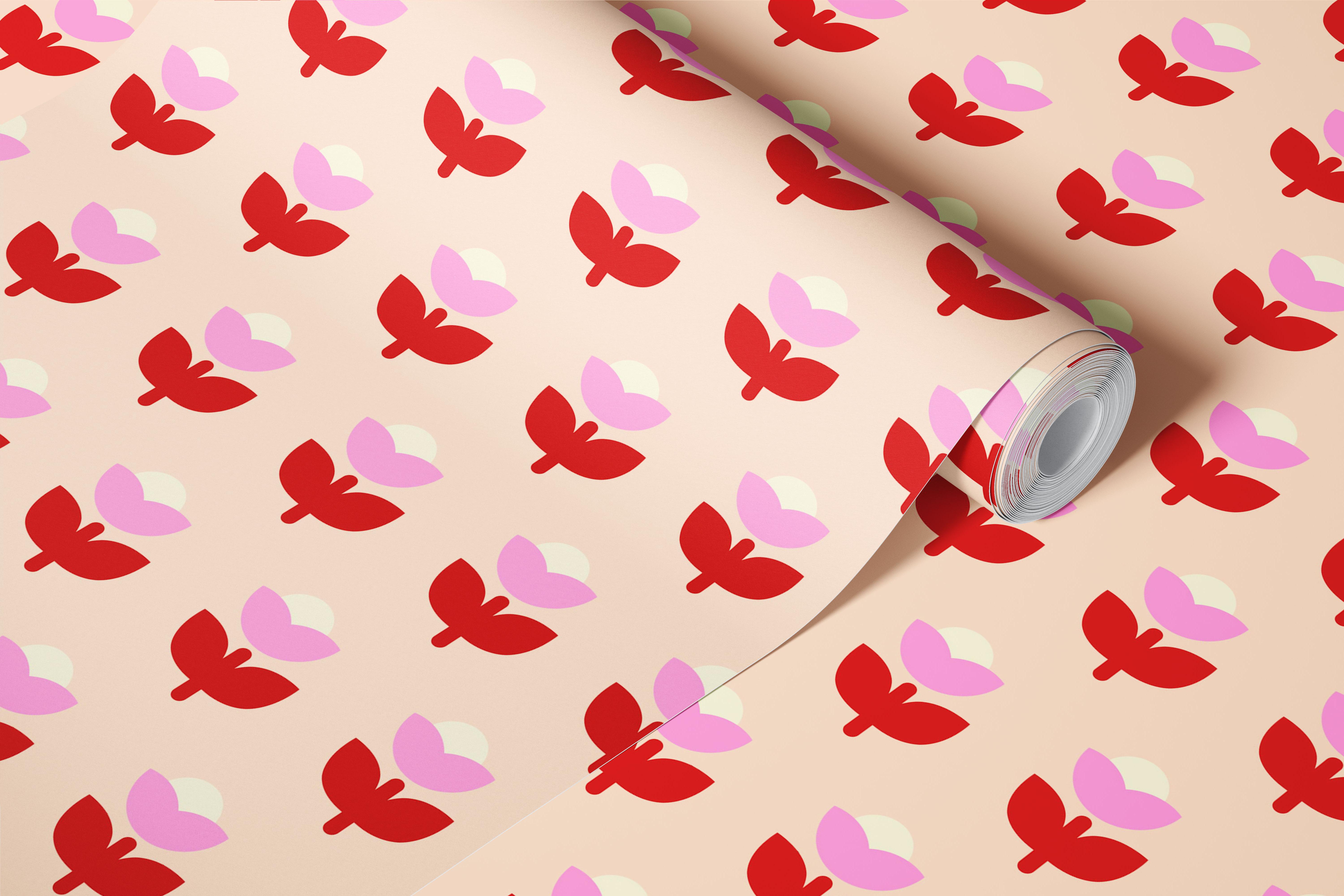 Retro Flowers apricot wallpaper in a room