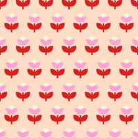 Retro Flowers apricot tapetes