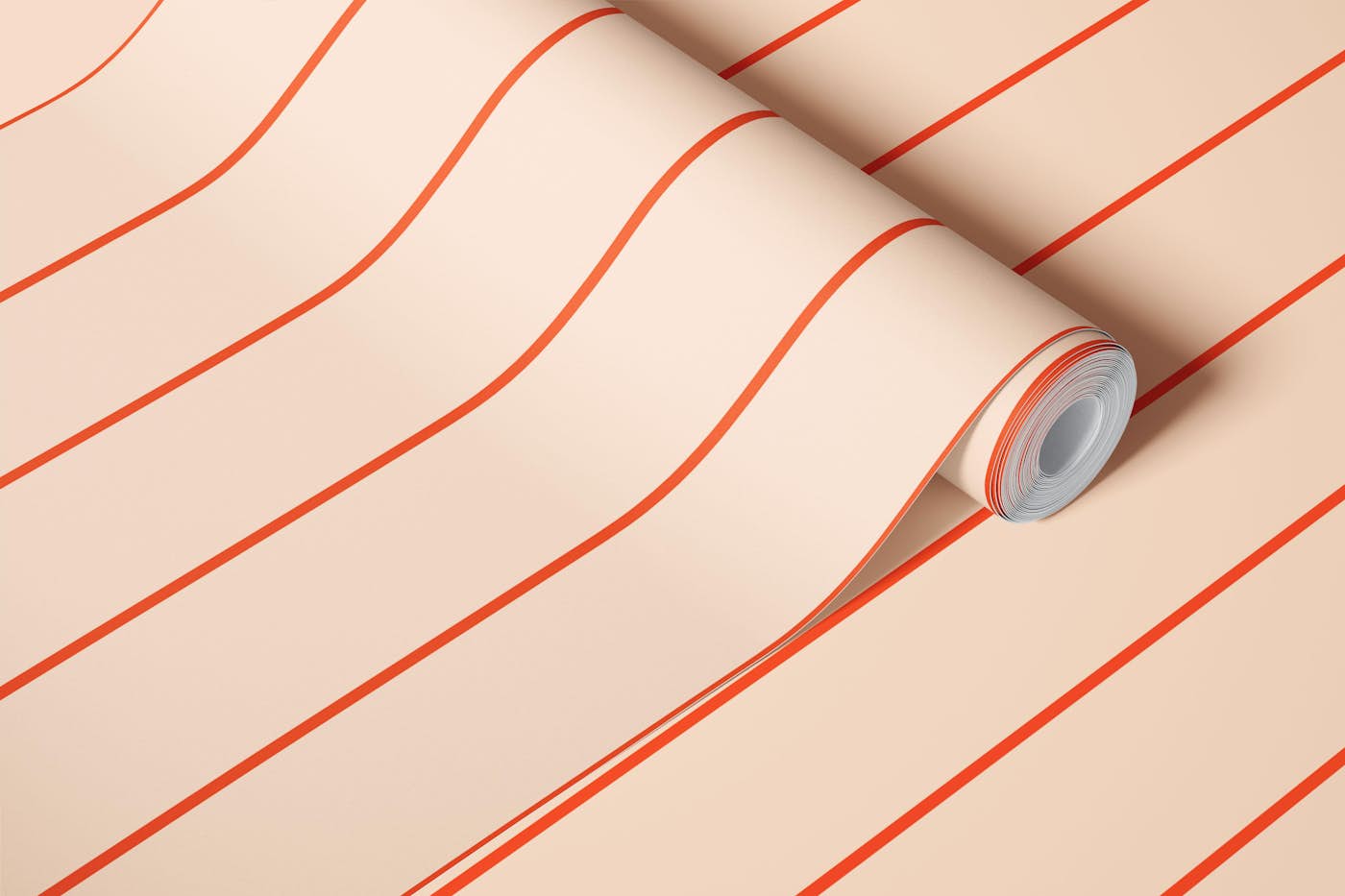 Retro Stripes orange apricot wallpaper roll