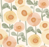 Mod Poppies in Painterly Pastel Peach wallpaper