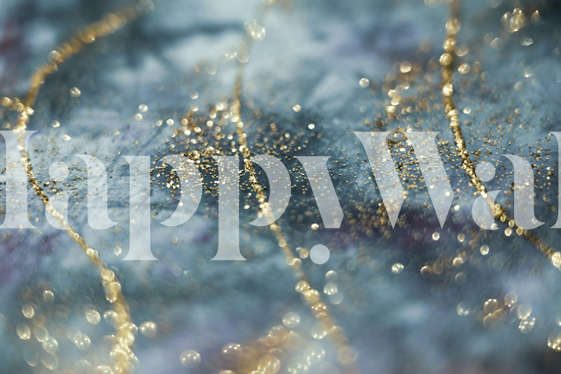 Blue Gold Glitter Glam wallpaper in a room