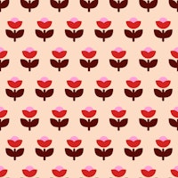 Retro Flowers brown behang