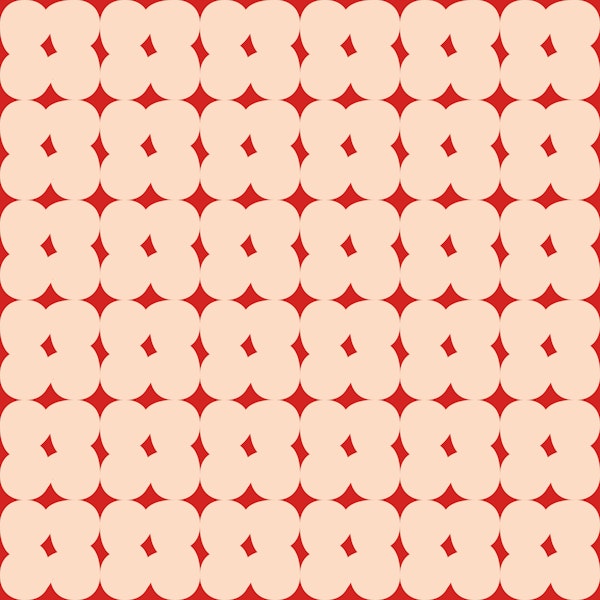 Retro Cloudy Shapes apricot red