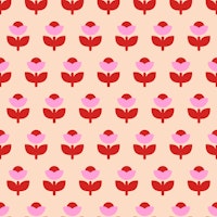 Retro Flowers red apricot behang