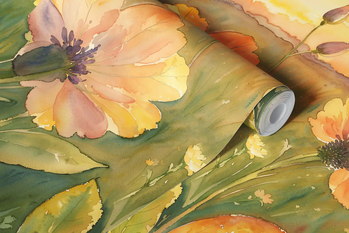 Sunset Wildflower Garden wallpaper roll