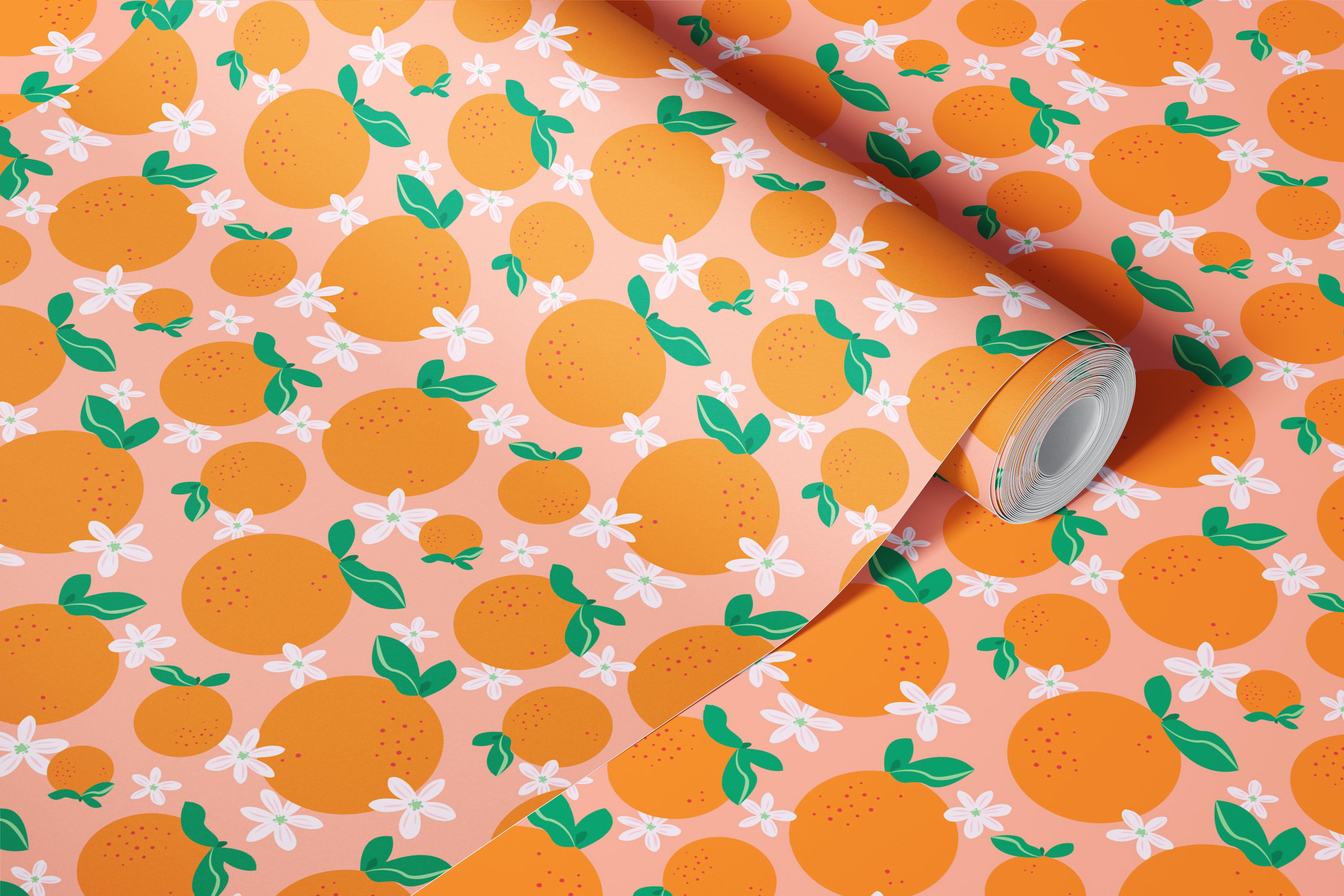 Summer Oranges wallpaperontwerp in een kamer