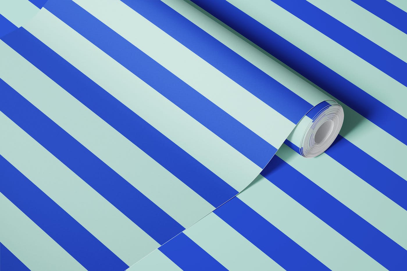 Bold Summer Stripes turqoise blue wallpaper roll