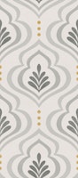 elegant ogee leaves - silver grey and mustard wallpaper