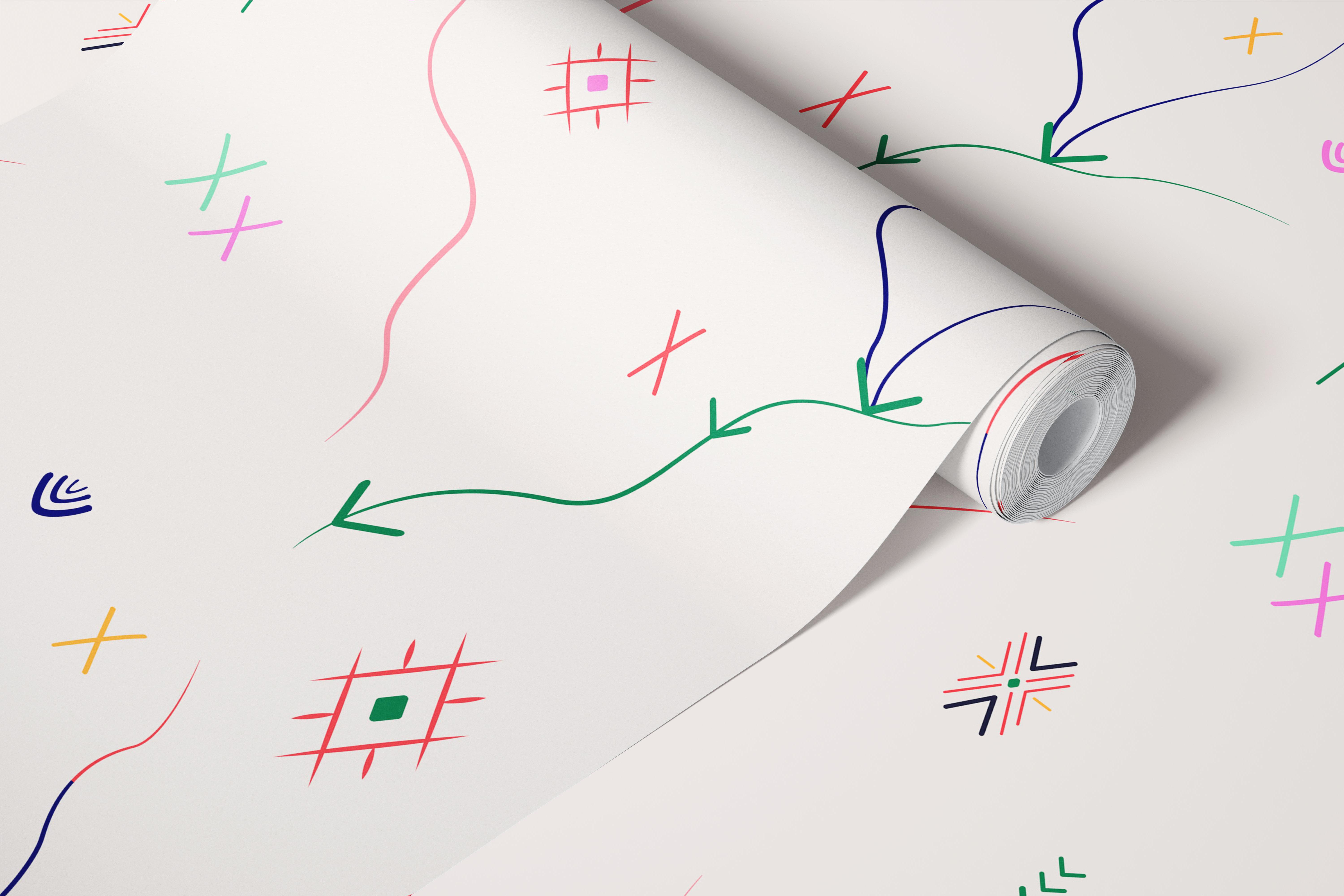 Colorful abstract line patterns with geometric shapes wallpaper