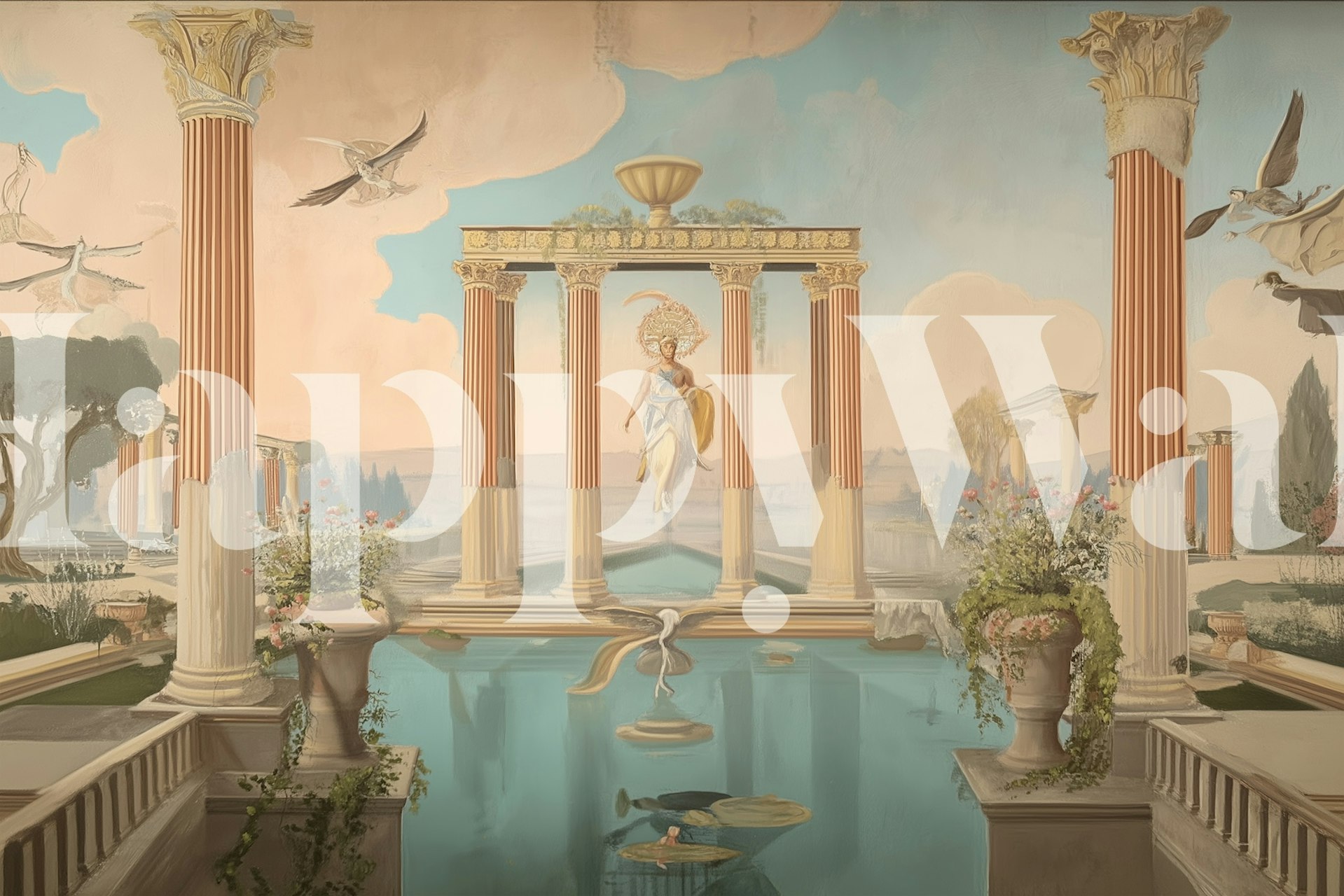 Papel pintado Mythical Garden of Olympus en una habitación