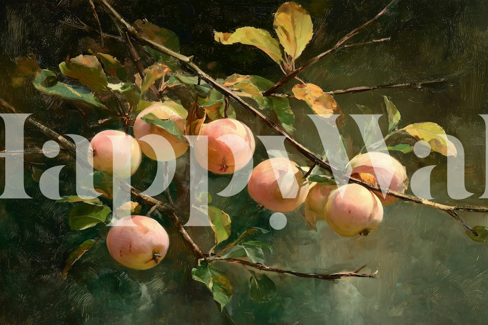 Apple Orchard in Autumn tapetti viihtyisässä huoneessa