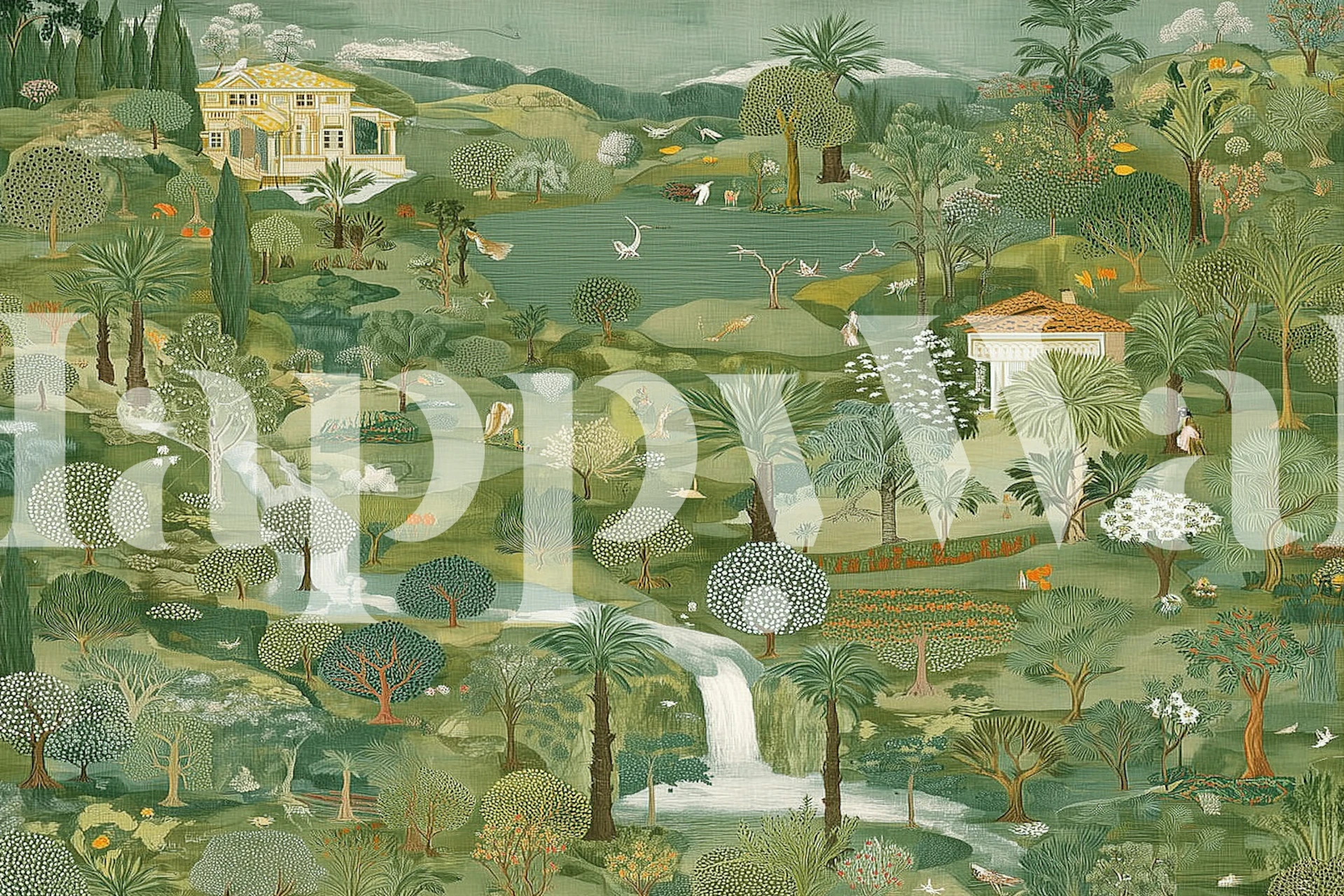 Serene Nature Landscape tapetti huoneessa