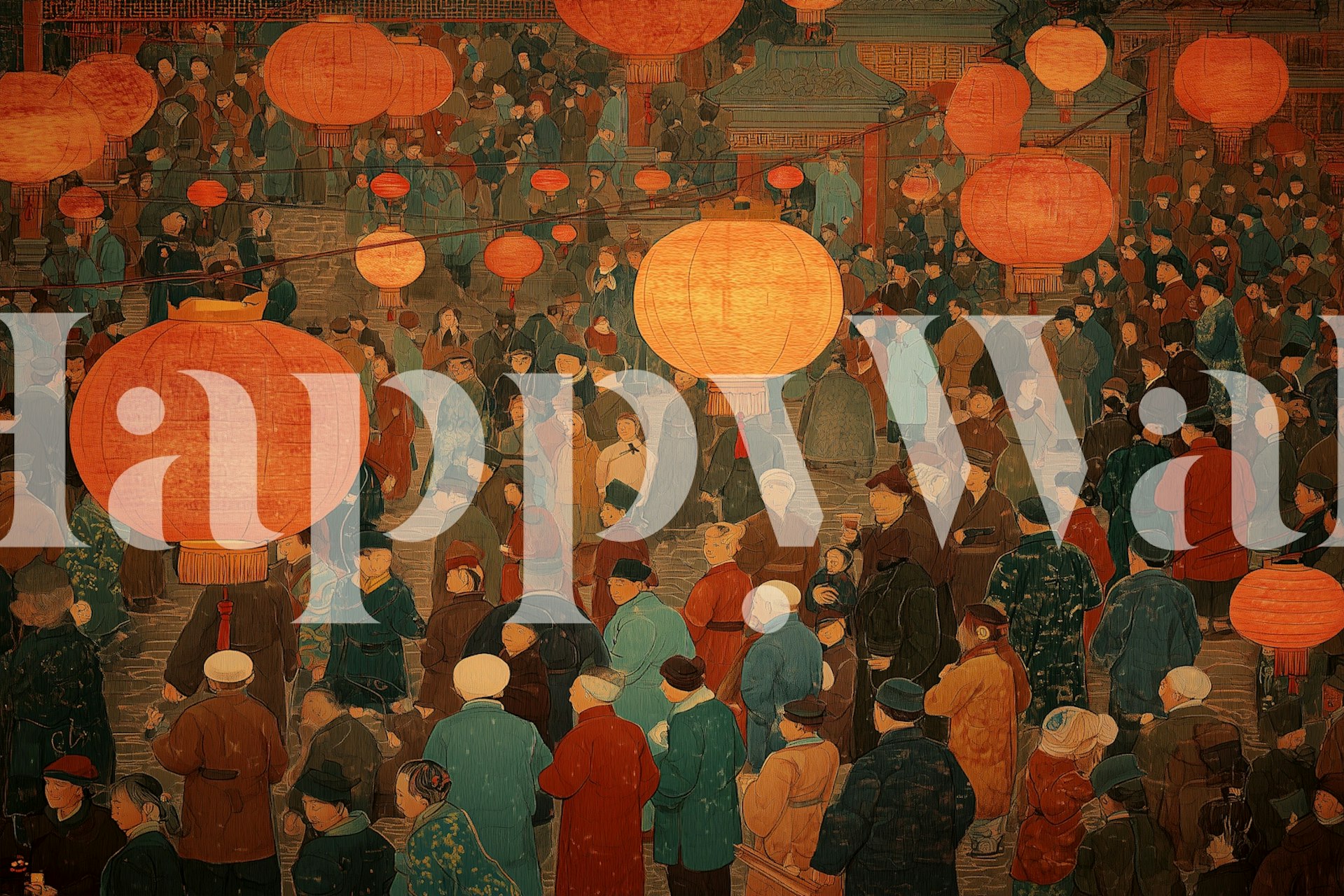 Lantern Festival wallpaper in a room setting