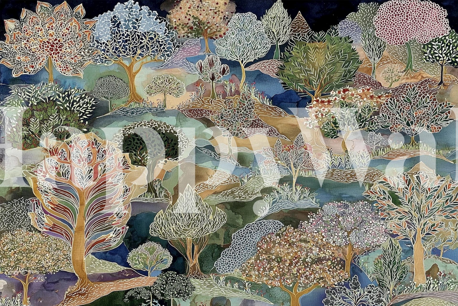 Colorful Whimsical Forest Mural Wallpaper