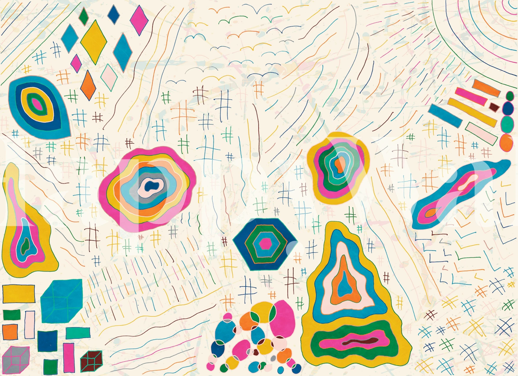 Colorful abstract geometric shapes in vibrant tones wallpaper