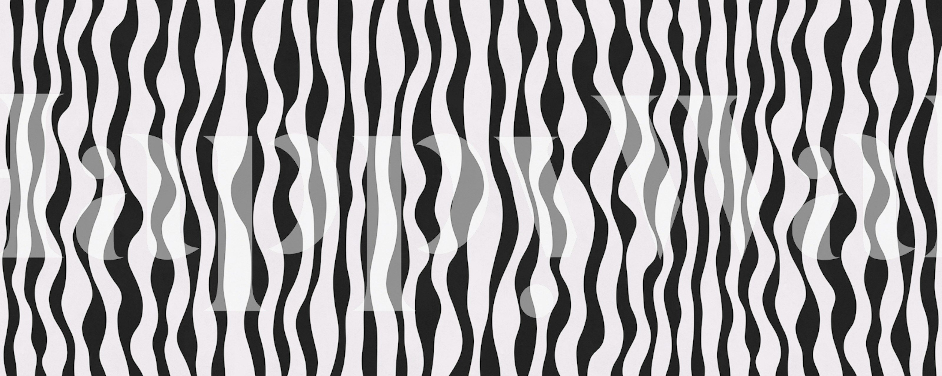 Black and white wave pattern wallpaper in room