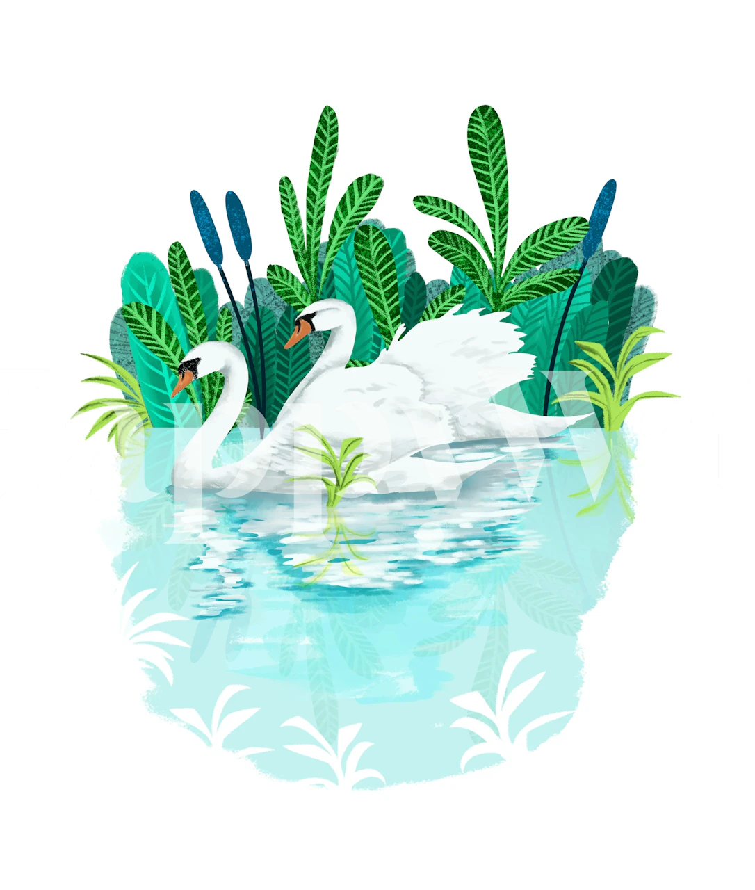 Tapeta Swans In Love prikazana u sobi