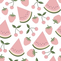 Watermelon Cherry Strawberries - pink white M papel de parede