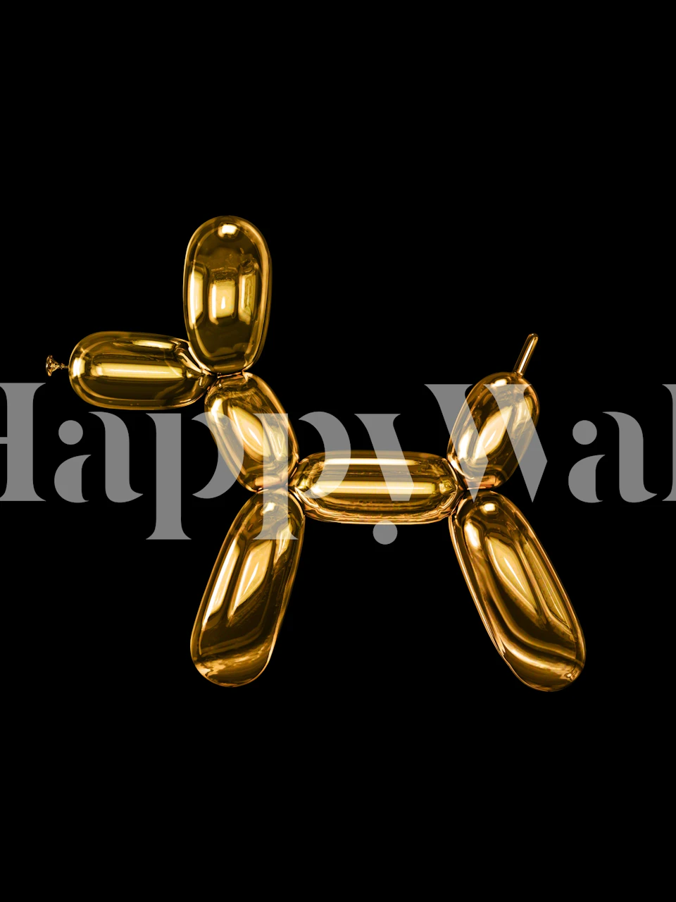 Gold balloon dog design on black background wallpaper