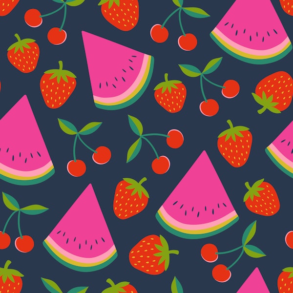 Watermelon cherries strawberries red navy M