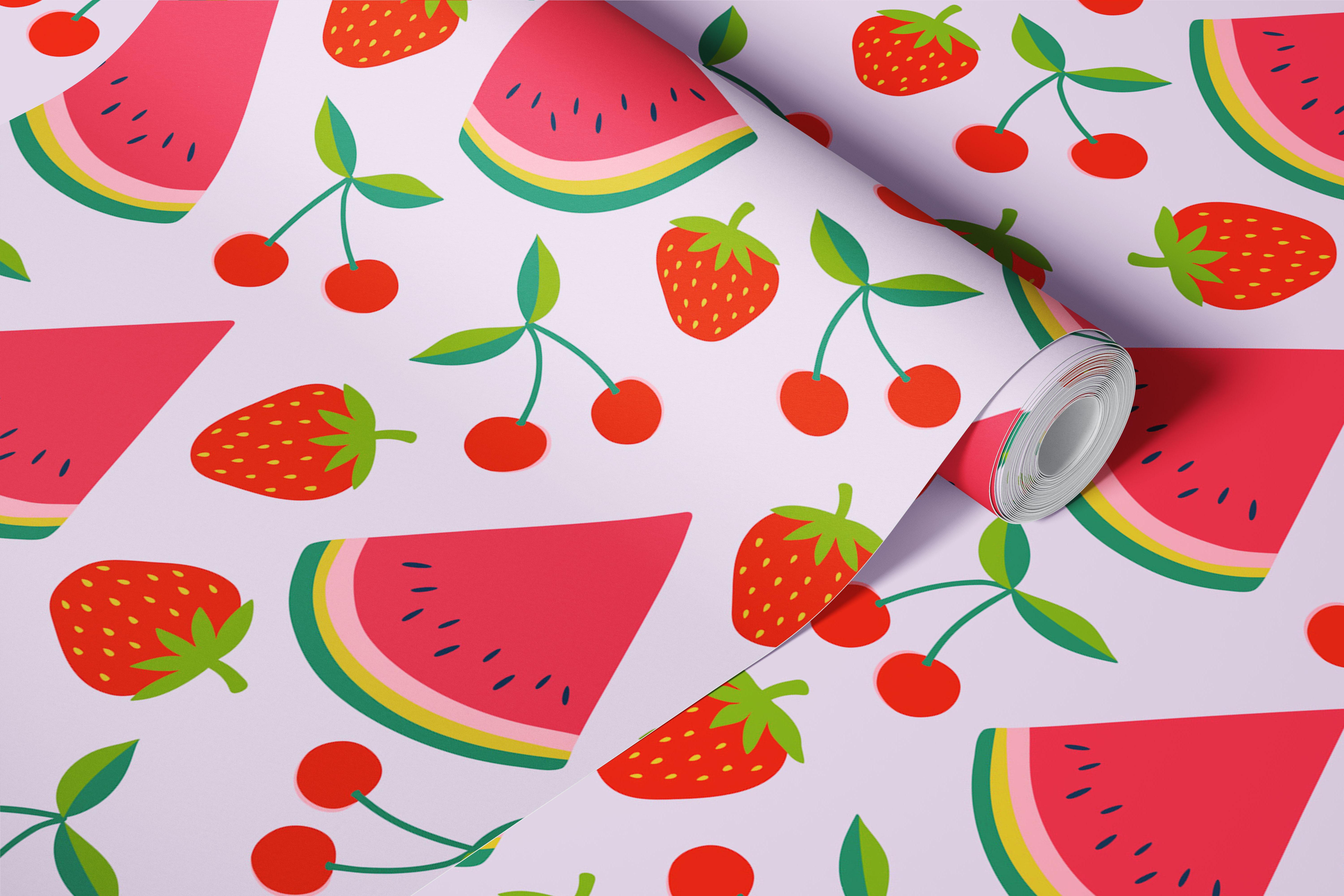 Ταπετσαρία με μοτίβο φρούτων σε ένα δωμάτιο