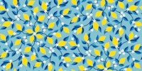 Swirling lemons - yellow on blue - M tapete