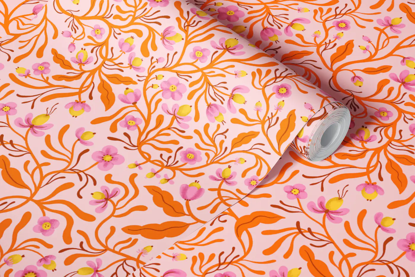 Windling in Coral Blossom wallpaper roll